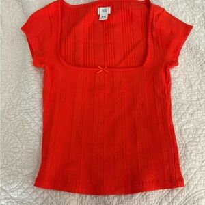 Urban Outfitters BDG Reddish Orange Ribbed Cap Sleeve Shirt